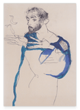 Egon Schiele - Gustav Klimt in einem hellblauen Arbeitskittel (1913)