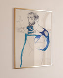 Egon Schiele - Gustav Klimt in einem hellblauen Arbeitskittel (1913)
