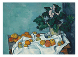 Paul Cézanne - Stillleben mit Äpfeln und einem Topf Primeln (ca. 1890)