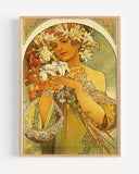 Alfons Mucha - Frau mit Blumen auf Kopf