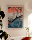 Utagawa Kuniyoshi - Pflaumenbaumgarten in der Nähe des Kameido-Schreins