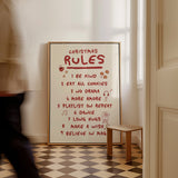 Christmas Rules Poster in Rot