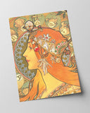 Alfons Mucha - Bohemian redhead woman with signs