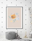 Katzen im Blumenfeld, Kunst für Zuhause, Süße Illustration, Zeichnung für Kinder