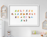 ABC Lernbild, Englisch Lernen, Süße Zeichnung, Kindergarten-Deko