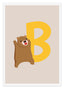 B wie Bär, Buchstaben Lernen, ABC, Süße Illustration, Dekoration für Zuhause
