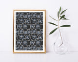 Paul Poiret zugeschrieben - Stoffdesign mit blauen Blumen