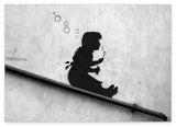Banksy - Mädchen Seifenblasen rutscht Gelände runter Wand-Graffiti cool stylisch