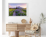 Blumenwiese in Bergsee-Landschaft