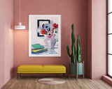 Francis Campbell - Stillleben - Anemonen in der Vase mit grünem Buch