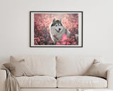 Husky in Blumenwiese