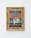 Pierre Fix-Masseau - Art Deco Werbeplakat - Tauben am Bahnhof