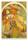 Alfons Mucha - Frau mit Blumen auf Kopf