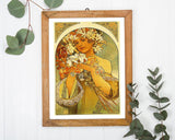 Alfons Mucha - Frau mit Blumen auf Kopf
