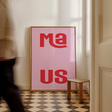 Maus Typografie Poster in Pink und Rot