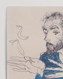 Egon Schiele - Gustav Klimt in einem hellblauen Arbeitskittel (1913)