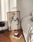 Egon Schiele - Gustav Klimt in einem hellblauen Arbeitskittel (1913)