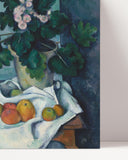 Paul Cézanne - Stillleben mit Äpfeln und einem Topf Primeln (ca. 1890)