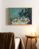 Paul Cézanne - Stillleben mit Äpfeln und einem Topf Primeln (ca. 1890)