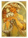 Alfons Mucha - Frau mit Blumen auf Kopf