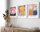 Set aus 3 Postern: "Abstrakte Formen in Rosétönen"