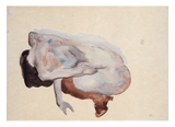 Egon Schiele - Hockende Frau in Stöckeln und schwarzen Kniestrümpfen