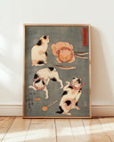Utagawa Kuniyoshi - Vier Katzen in vier Posen