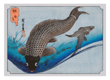 Utagawa Kuniyoshi - Drei Karpfenfische im Wasser