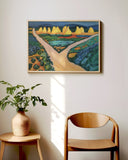 Landschafts-Gemalde Heuhaufen in grüner Landschaft