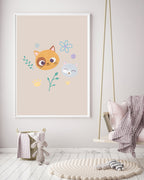 Katzen im Blumenfeld, Kunst für Zuhause, Süße Illustration, Zeichnung für Kinder