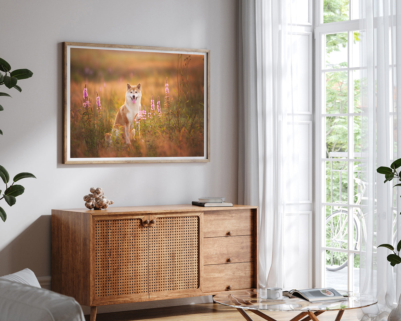 Shiba Inu in Blumenwiese