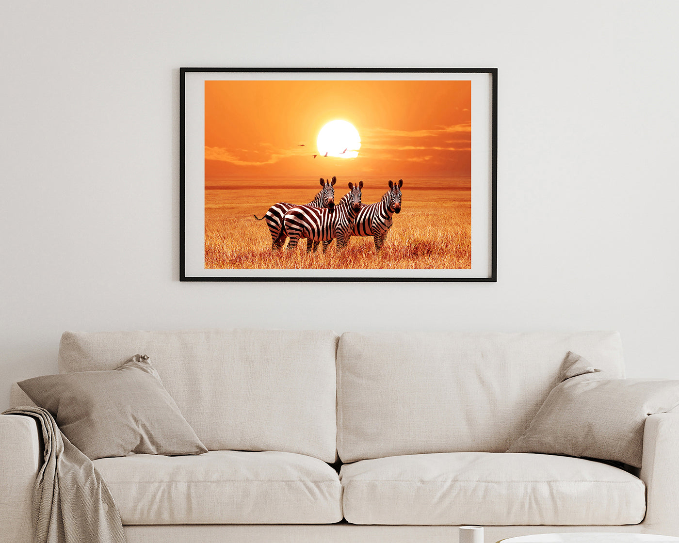 Zebras bei Sonnenuntergang