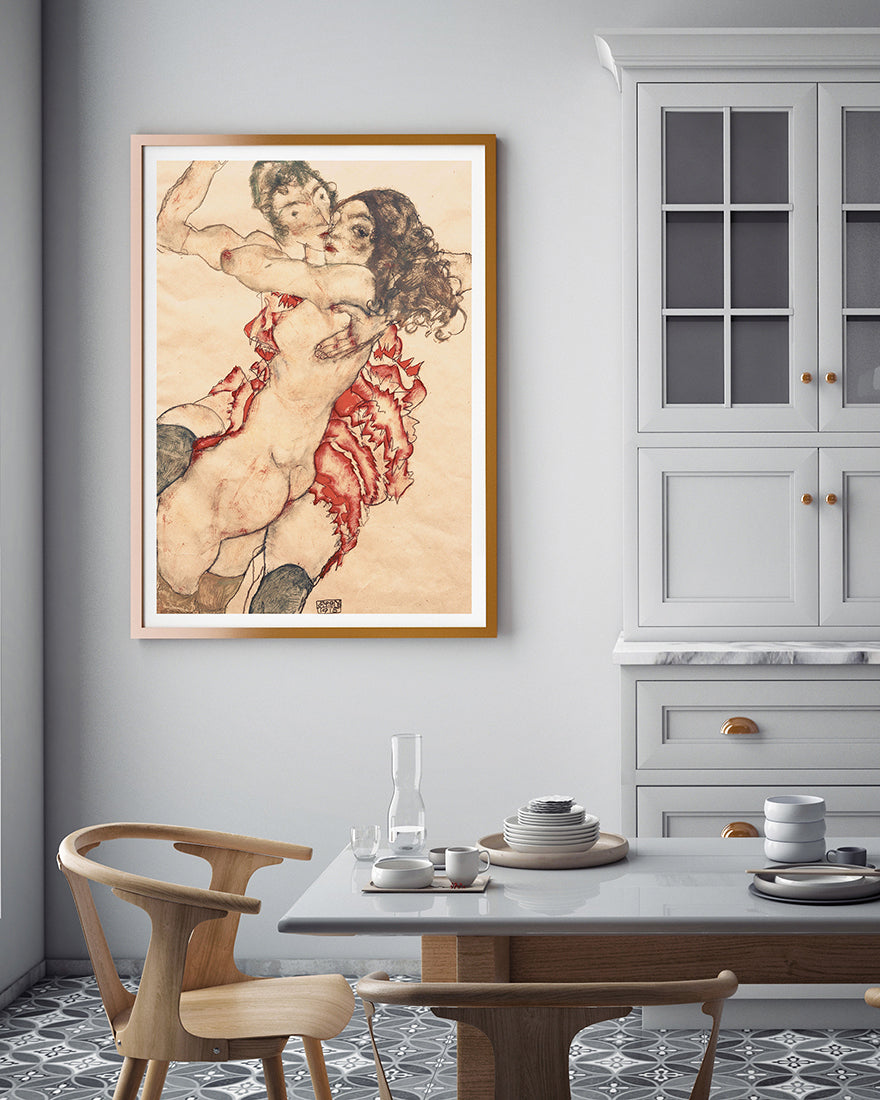 Egon Schiele - Zwei sich umarmende Frauen