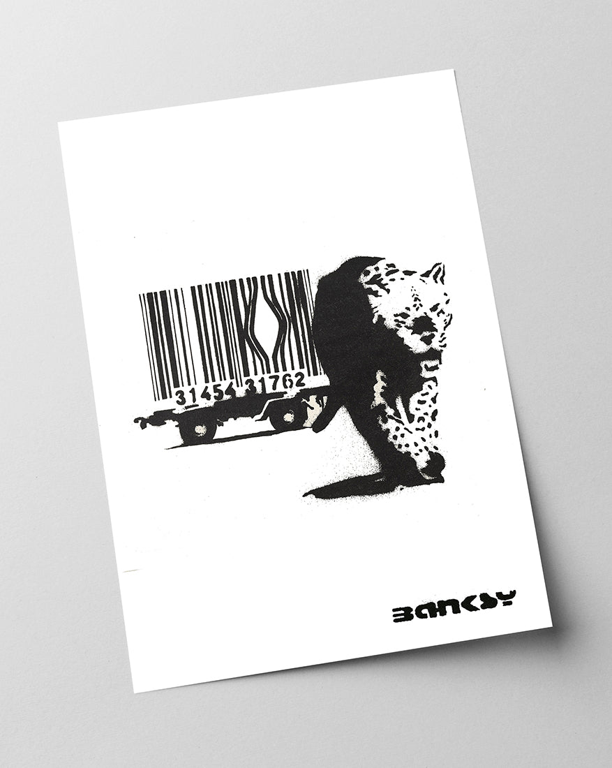 Banksy - Museum-Poster Leopard mit Strichcode - Konsumkritik
