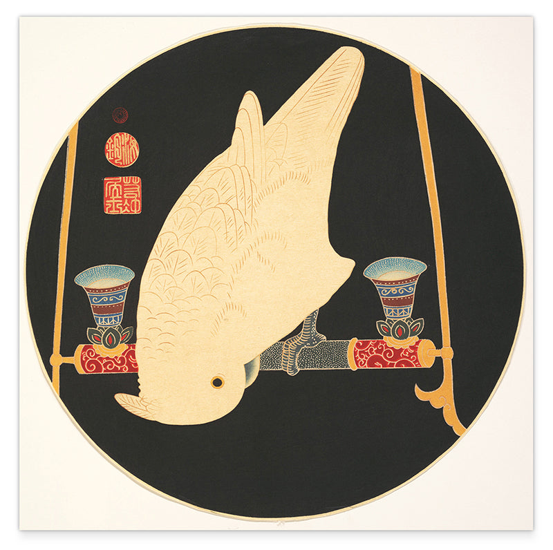Itō Jakuchū - Papagei auf schwarzem Hintergrund