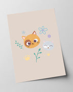 Katzen im Blumenfeld, Kunst für Zuhause, Süße Illustration, Zeichnung für Kinder