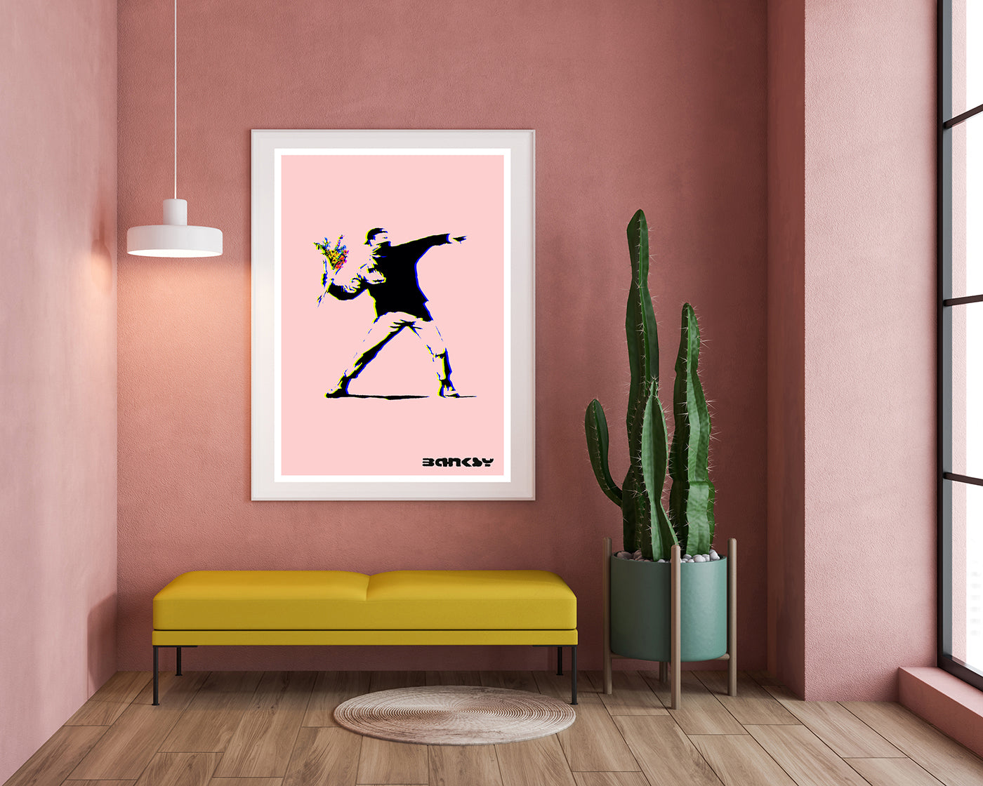 Banksy - Museum-Poster Steinwerfer mit Blumen