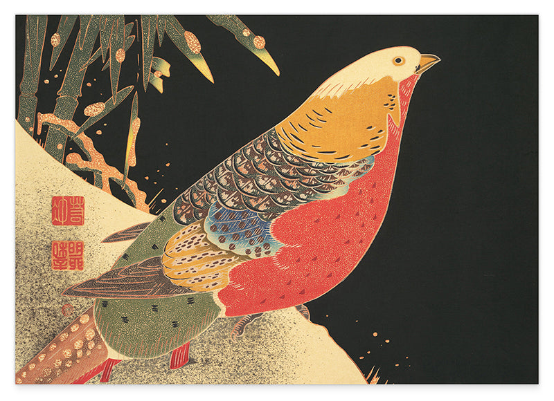 Itō Jakuchū - Vogel auf schwarzem Hintergrund