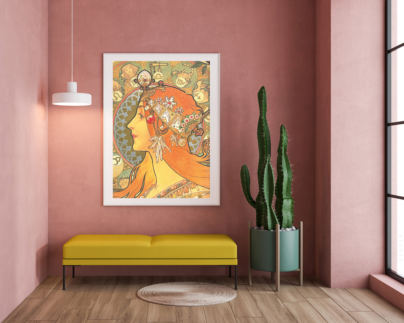 Alfons Mucha - Bohemian redhead woman with signs