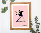 Banksy - Museum-Poster Steinwerfer mit Blumen