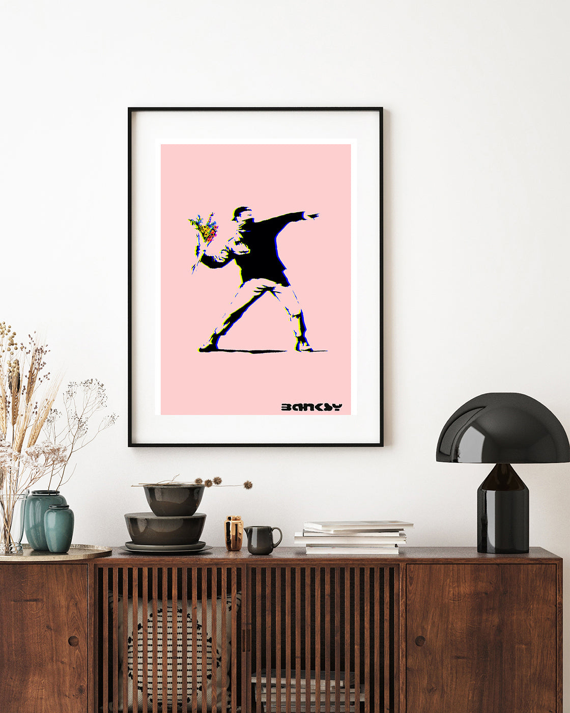 Banksy - Museum-Poster Steinwerfer mit Blumen