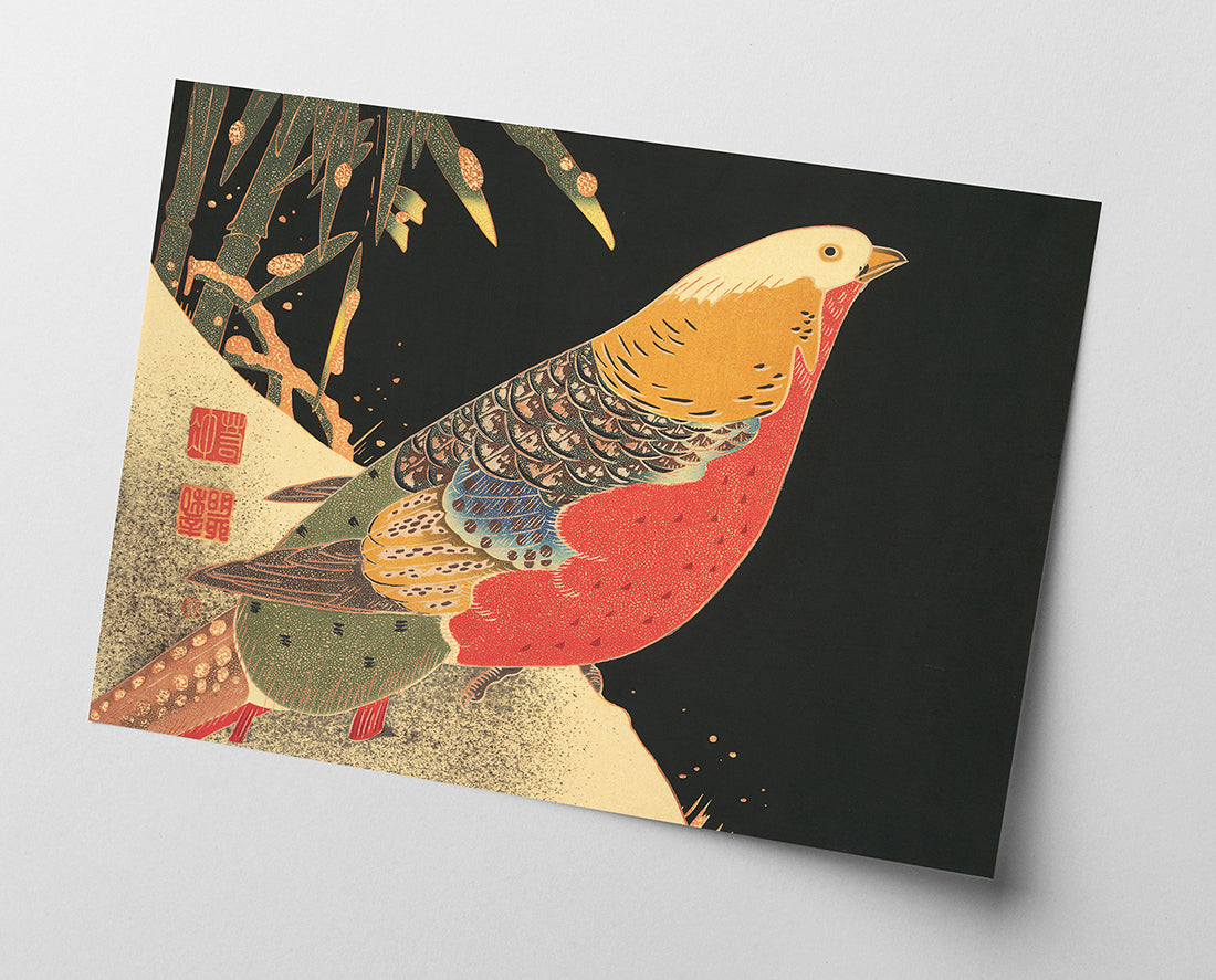 Itō Jakuchū - Vogel auf schwarzem Hintergrund