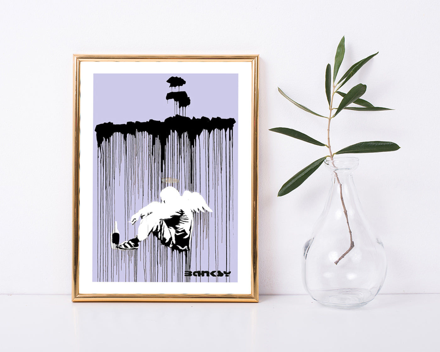 Banksy - Museum-Poster Alkoholismus - Engel im Regen