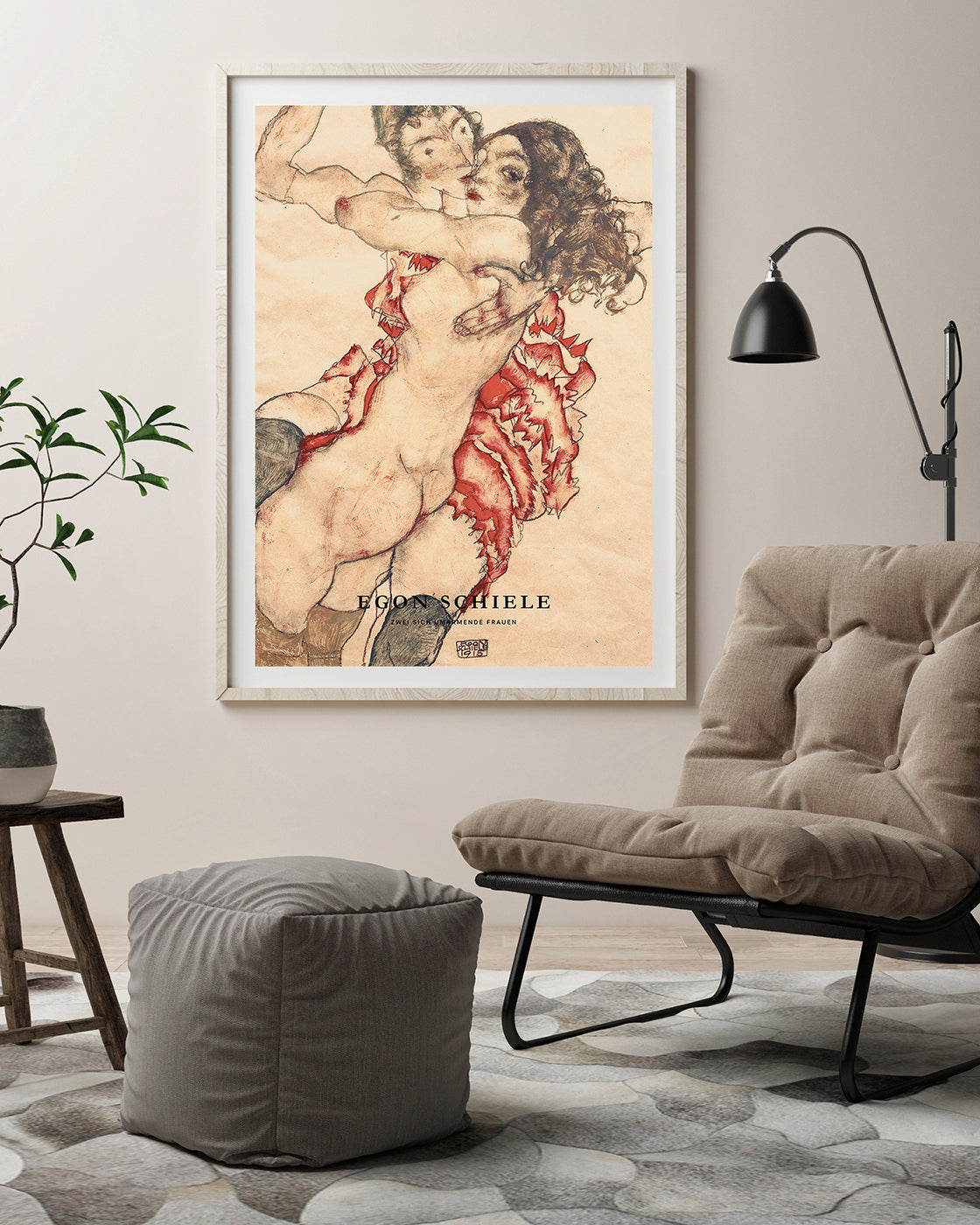 Egon Schiele - Museum-Poster II Zwei sich umarmende Frauen