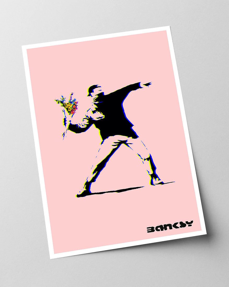 Banksy - Museum-Poster Steinwerfer mit Blumen