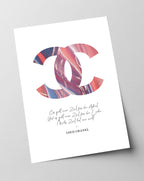 Zitat von Coco Chanel - Mode-Ikone - Muster in Pastellfarben