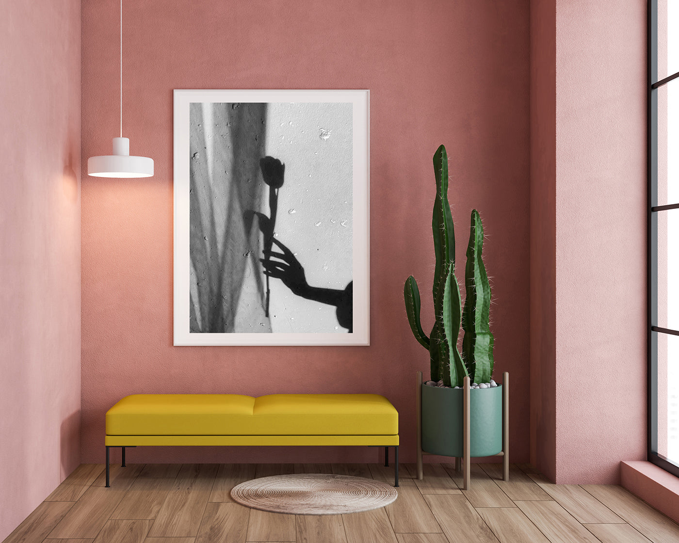 Rose im Schatten - Schwarz-Weiß