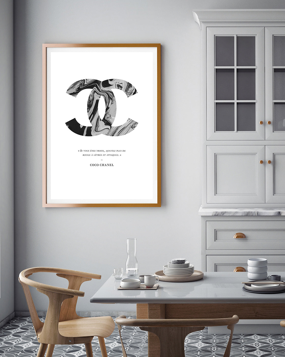 Zitat von Coco Chanel - Mode-Ikone - Schwarz-Weiß