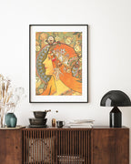 Alfons Mucha - Bohemian redhead woman with signs