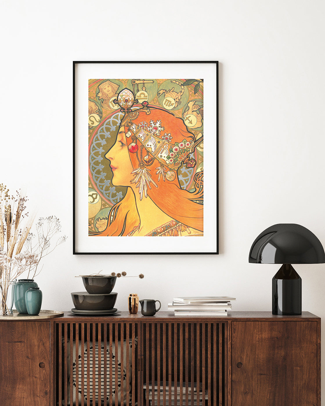 Alfons Mucha - Bohemian redhead woman with signs